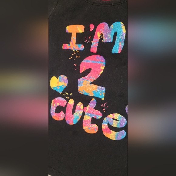 Girls 4T "I'm 2 Cute" black shirt, Summer Casual - Picture 5 of 6